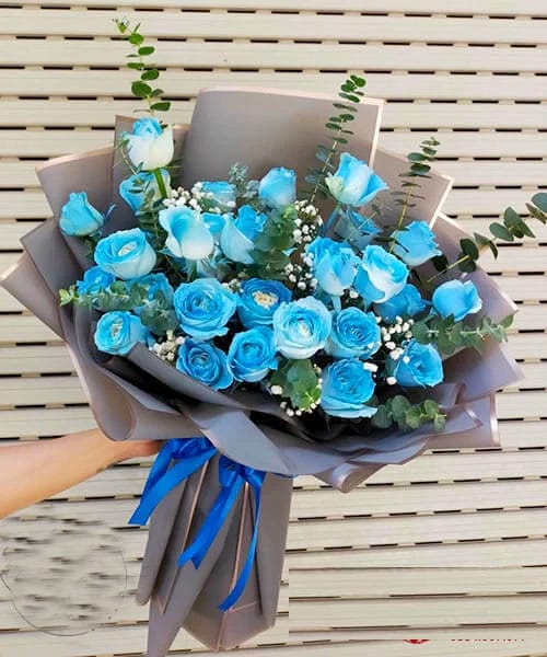 Bó hoa hồng phun mầu xanh – Lời hứa chung thủy (Valentine Trắng 14/3) - Bó hoa tươi, Hoa tươi Valentine Trắng 14/3 | Hoa Tuoi Net Viet